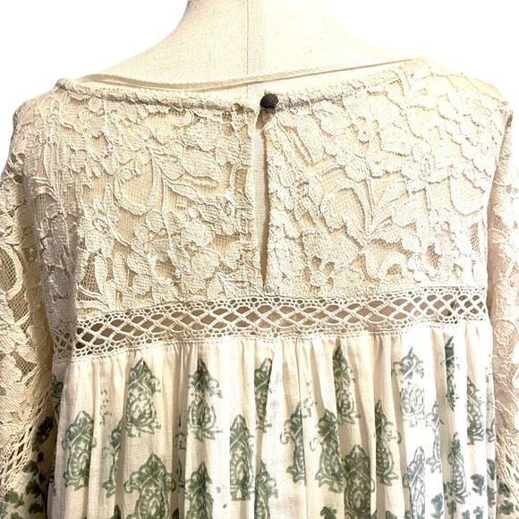 NEW Free People Sun Daze Shift Dress Crochet Detail 3/4 Sleeve Boho 100% Cotton - Picture 4 of 9